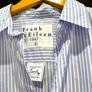 NWOT Frank and Eileen pink and blue stripped button up size large